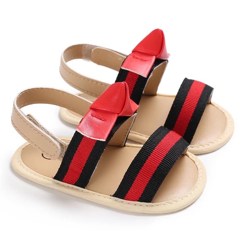 Striped Soft Sole Sandals For Babygirls (Size 6-12m)