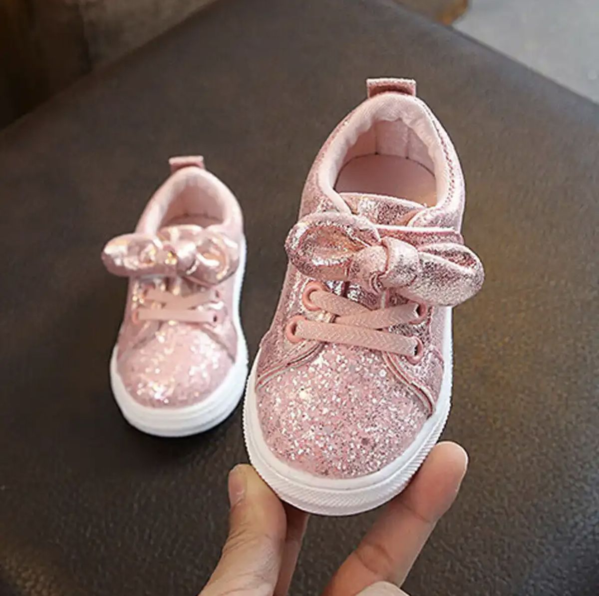 Sequin Bow Sparkle Sneakers For Kids