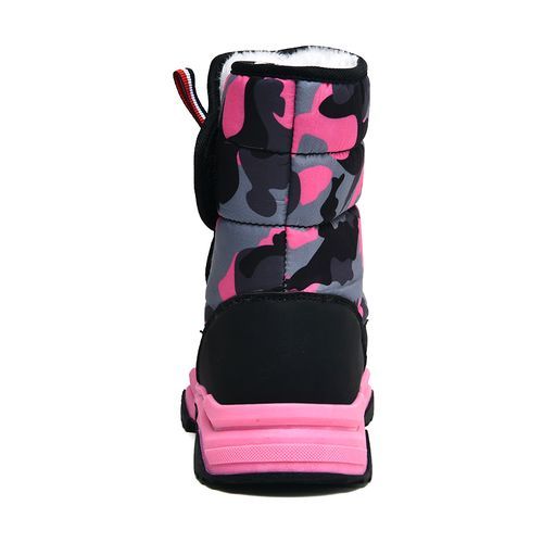 Children's Outdoor Snow Boots Plush Lining Warm Non-slip Boots-Black Red