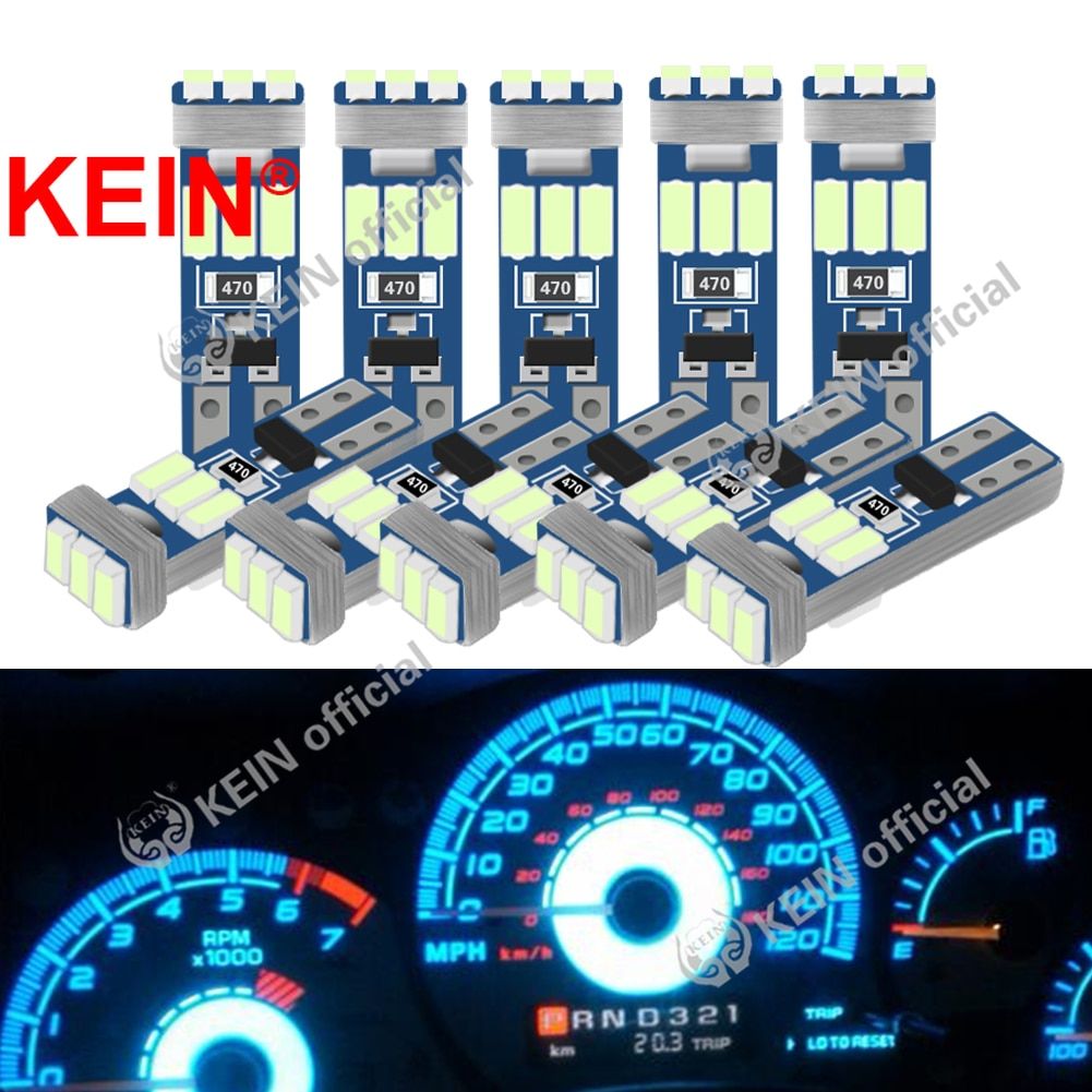 10PCS T5 Led W3W Meter Bulb Instrument Dash Lights 73 74 17 27 Auto Interior Neo Wedge Dashboard