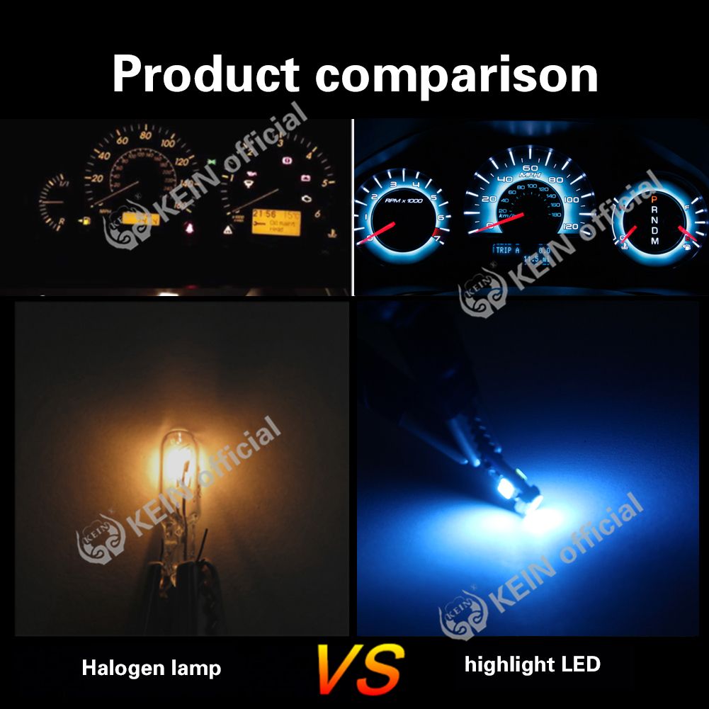 10PCS T5 Led W3W Meter Bulb Instrument Dash Lights 73 74 17 27 Auto Interior Neo Wedge Dashboard
