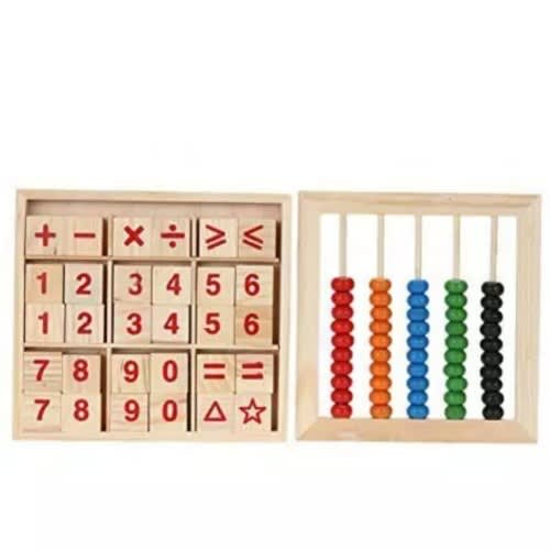 Wooden Abacus Children Counting Number With Alphabet Letter Blocks