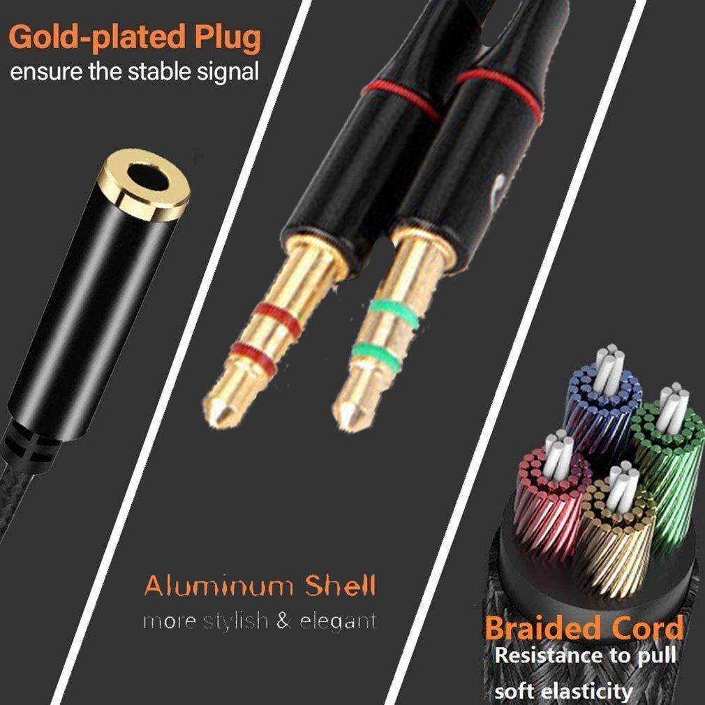 Earphone Microphone Splitter 3.5mm TPE Audio Splitter Adapte