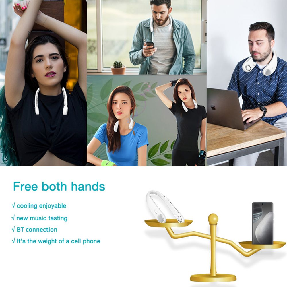 Portable 2-in-1 Neck Fan   BT Headphone U-shaped Hand-free