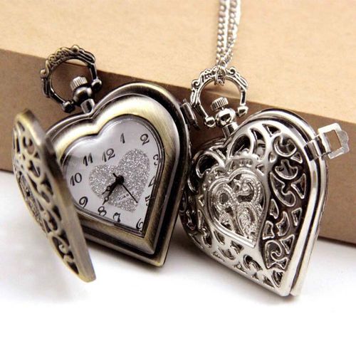 Bronze Hollow Carved Pocket Watch Necklace Pocket Watch