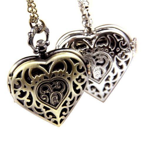 Bronze Hollow Carved Pocket Watch Necklace Pocket Watch