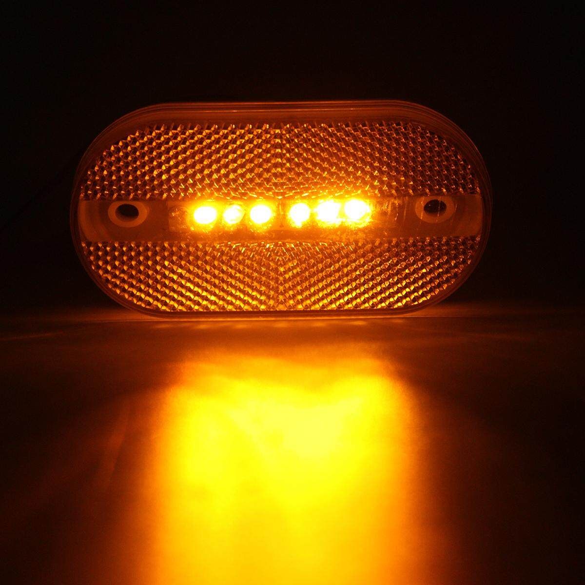 12 Pcs RED/AMBER Trailer RV Light 6LED 2 X 4 Surface Mount Clearance Marker