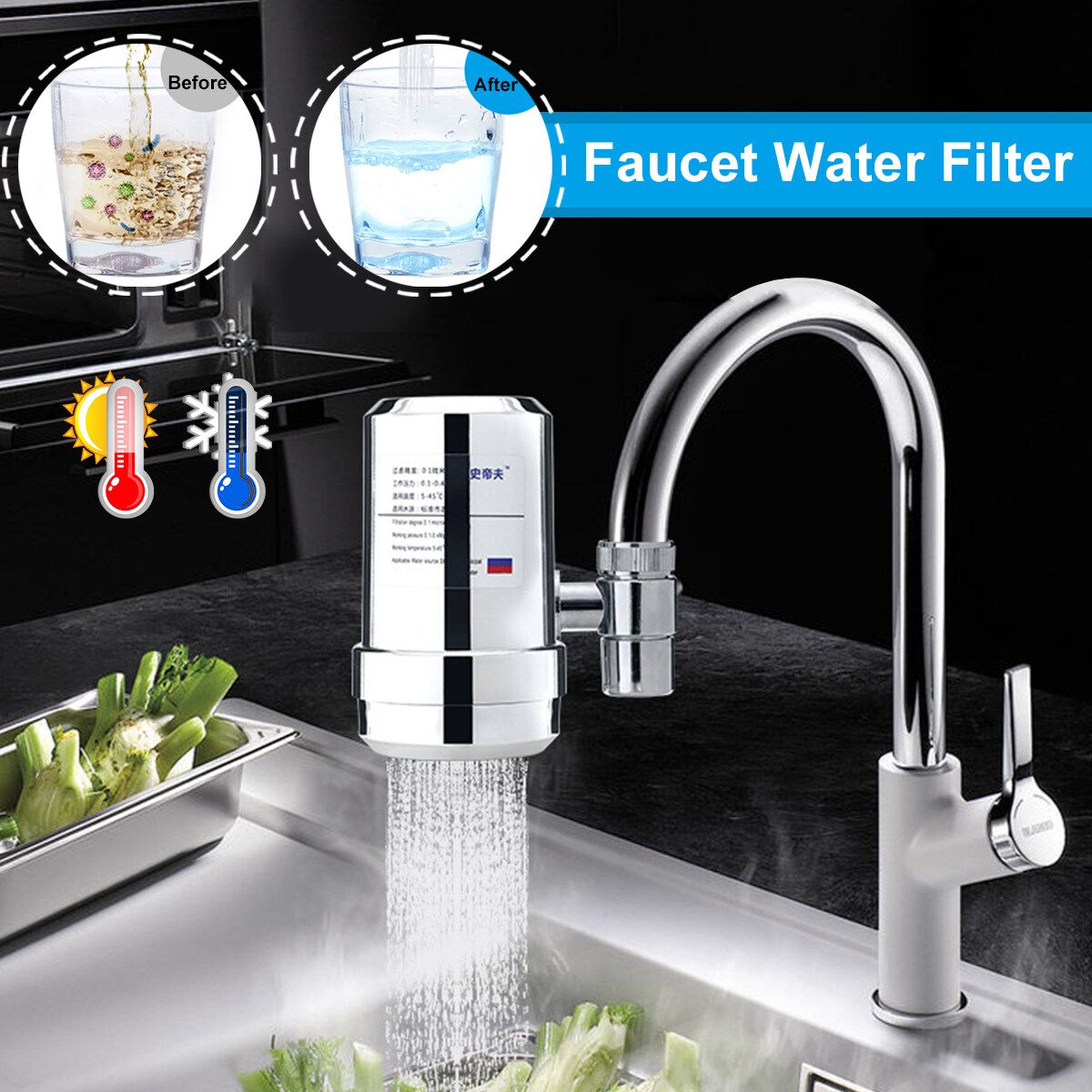 Kitchen Faucet Water Filter Tap Purifier Diatom Mud Ceramic Filte