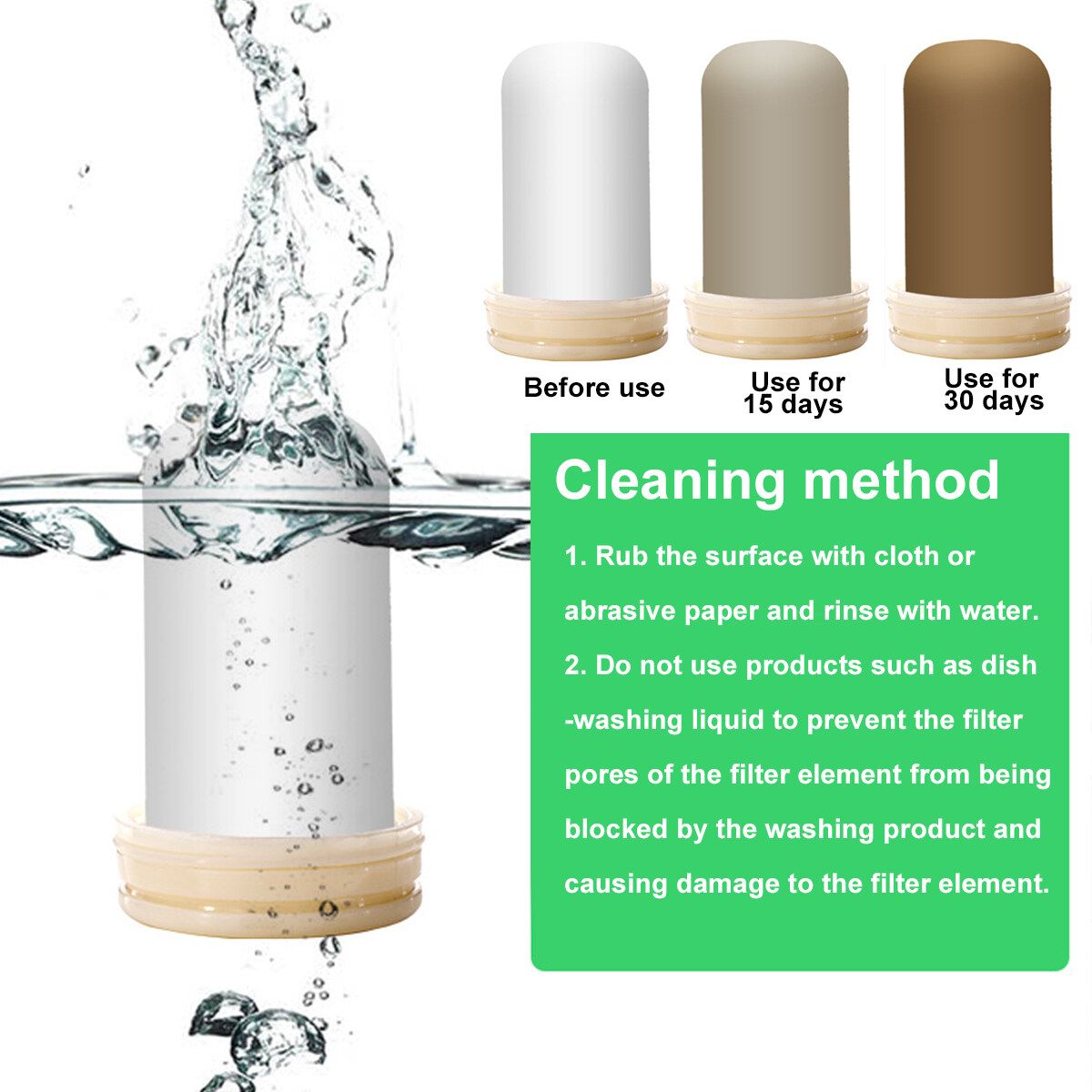 Kitchen Faucet Water Filter Tap Purifier Diatom Mud Ceramic Filte