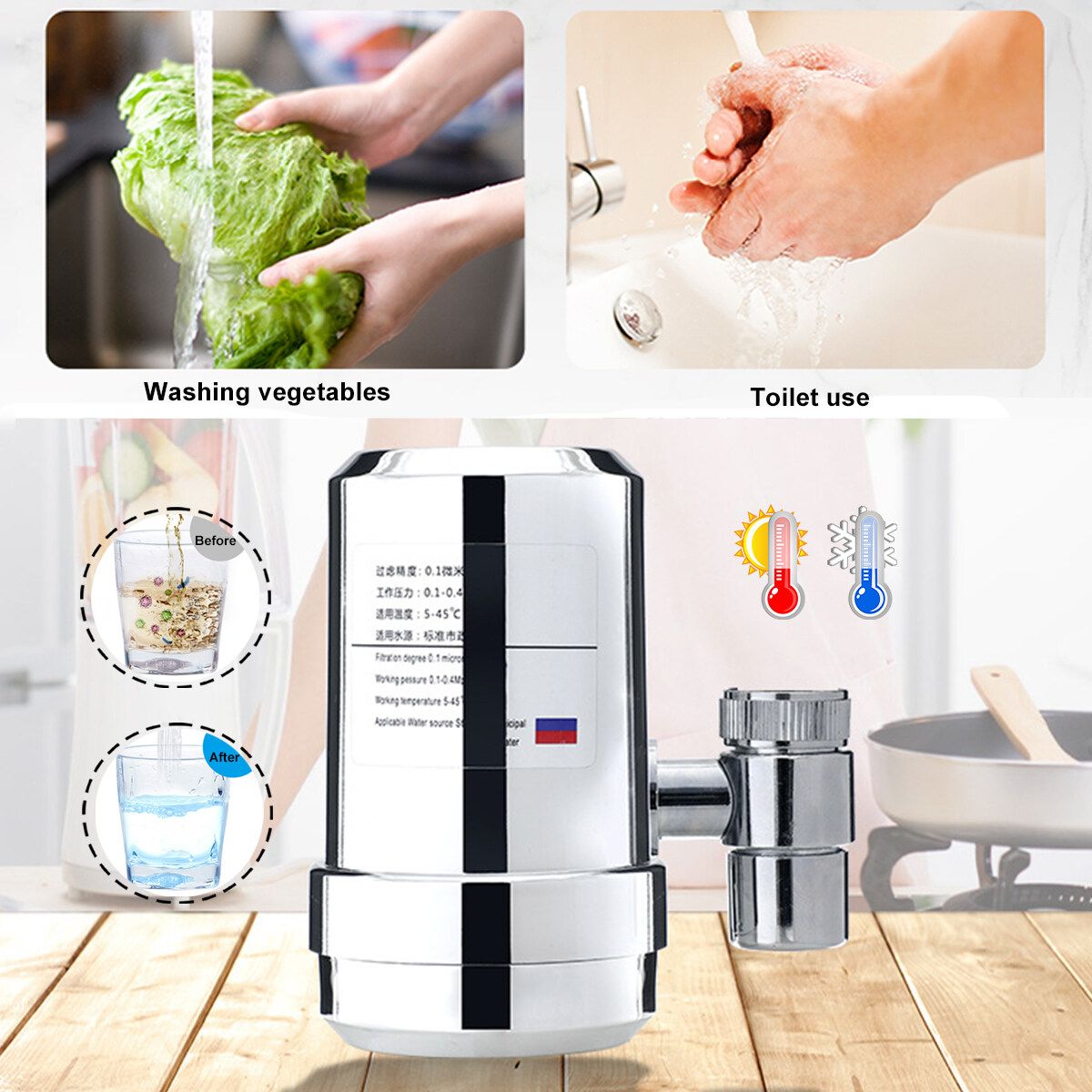 Kitchen Faucet Water Filter Tap Purifier Diatom Mud Ceramic Filte