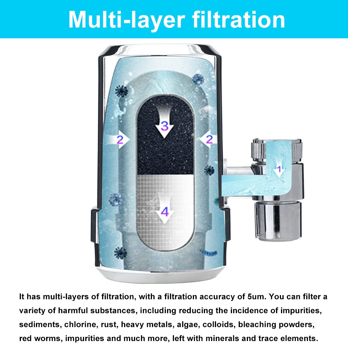 Kitchen Faucet Water Filter Tap Purifier Diatom Mud Ceramic Filte