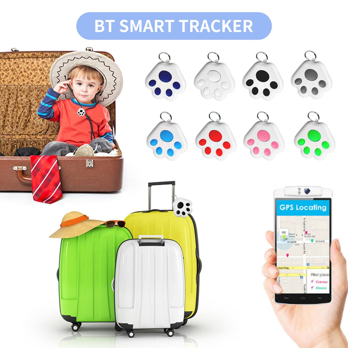 BT Smart Tracker For Pets Keys Bags Wallets Two-Way