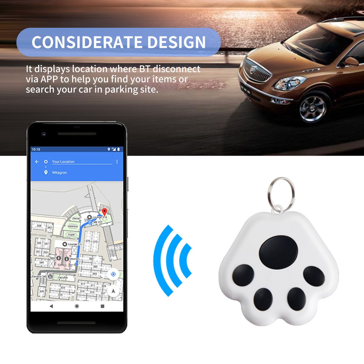 BT Smart Tracker For Pets Keys Bags Wallets Two-Way