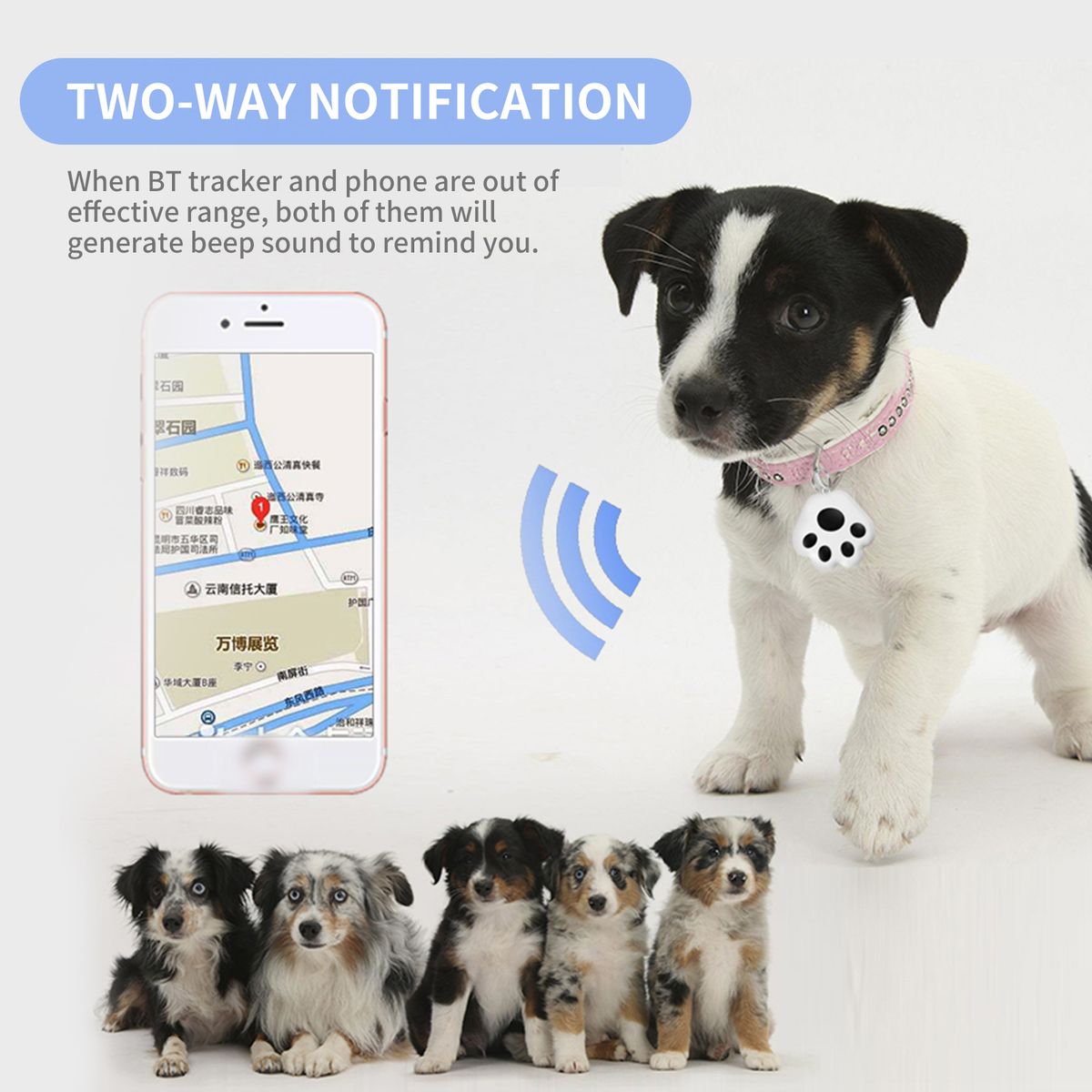 BT Smart Tracker For Pets Keys Bags Wallets Two-Way