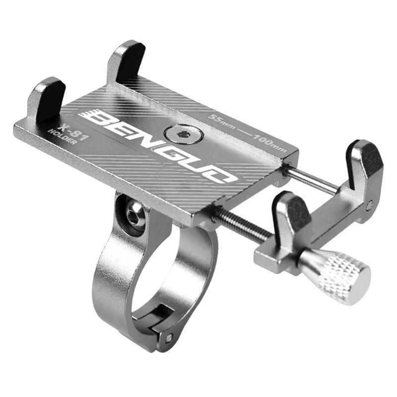 BENGGUO Anti- Universal Bicycle Bike Motorcycle Phone Holder 360°Rotating Mount Bracket Smart Mobile RacksTitanium