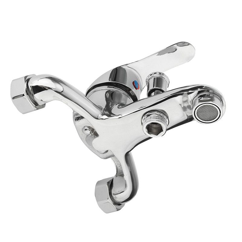 Zinc Alloy Basin Faucets Chrome Wall Mounted  Cold Water Dual Spout Mixer Tap Faucet Bath Shower Basin