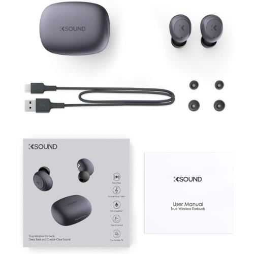 Ksound Wireless Earbuds With Charging Case, Touch Control- Waterproof- 20Hrs Playback