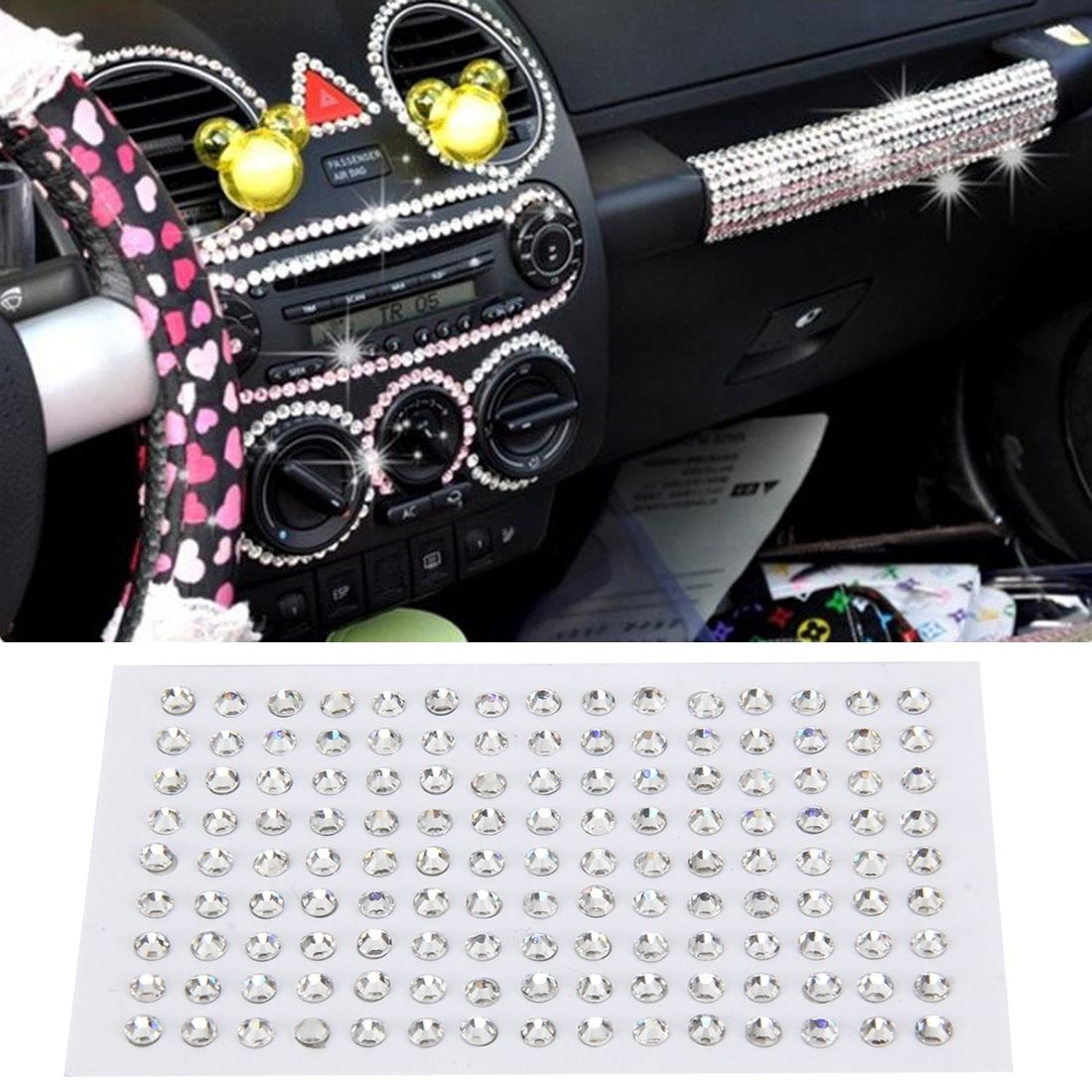 60 PCS / Set Crystal Decorative Stickers Car Sticker Strass 5mm In Strass Crystals DIY Decoration Decal Stickers Rhinestone Flatback Sticker Art Decorations Accessories