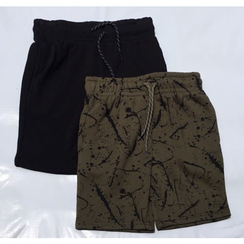 Boys Army Print And Black Joggers Shorts - 2 pack