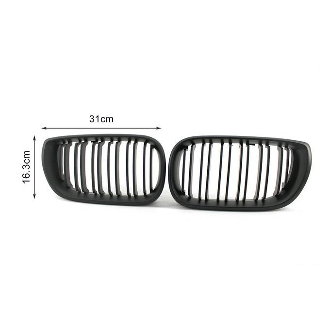 2Pcs Double-slat Matt Black Front Kidney Grilles-