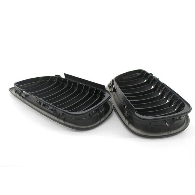 2Pcs Double-slat Matt Black Front Kidney Grilles-