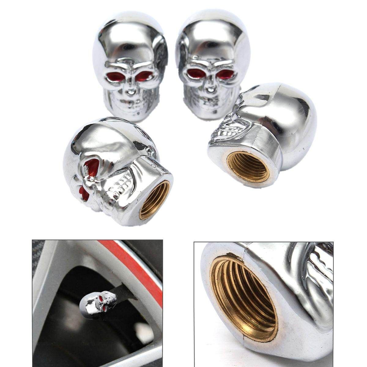 Universal 4 Pcs Skull Head Expression Car Tire Tyre Dust Stem Air Valve Caps