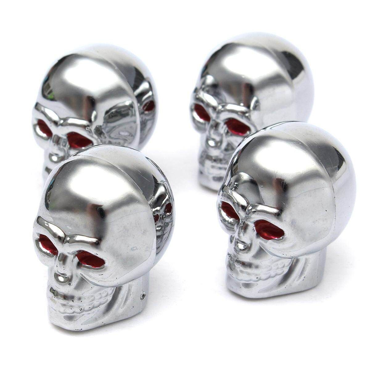Universal 4 Pcs Skull Head Expression Car Tire Tyre Dust Stem Air Valve Caps