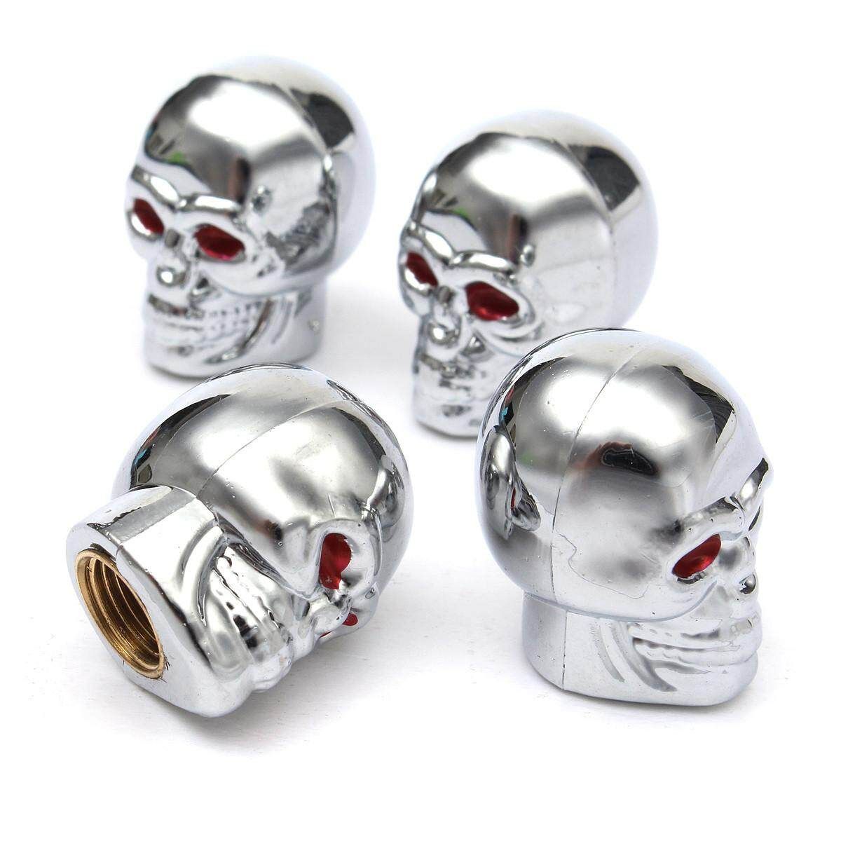 Universal 4 Pcs Skull Head Expression Car Tire Tyre Dust Stem Air Valve Caps
