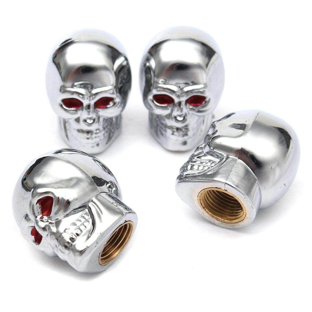 Universal 4 Pcs Skull Head Expression Car Tire Tyre Dust Stem Air Valve Caps