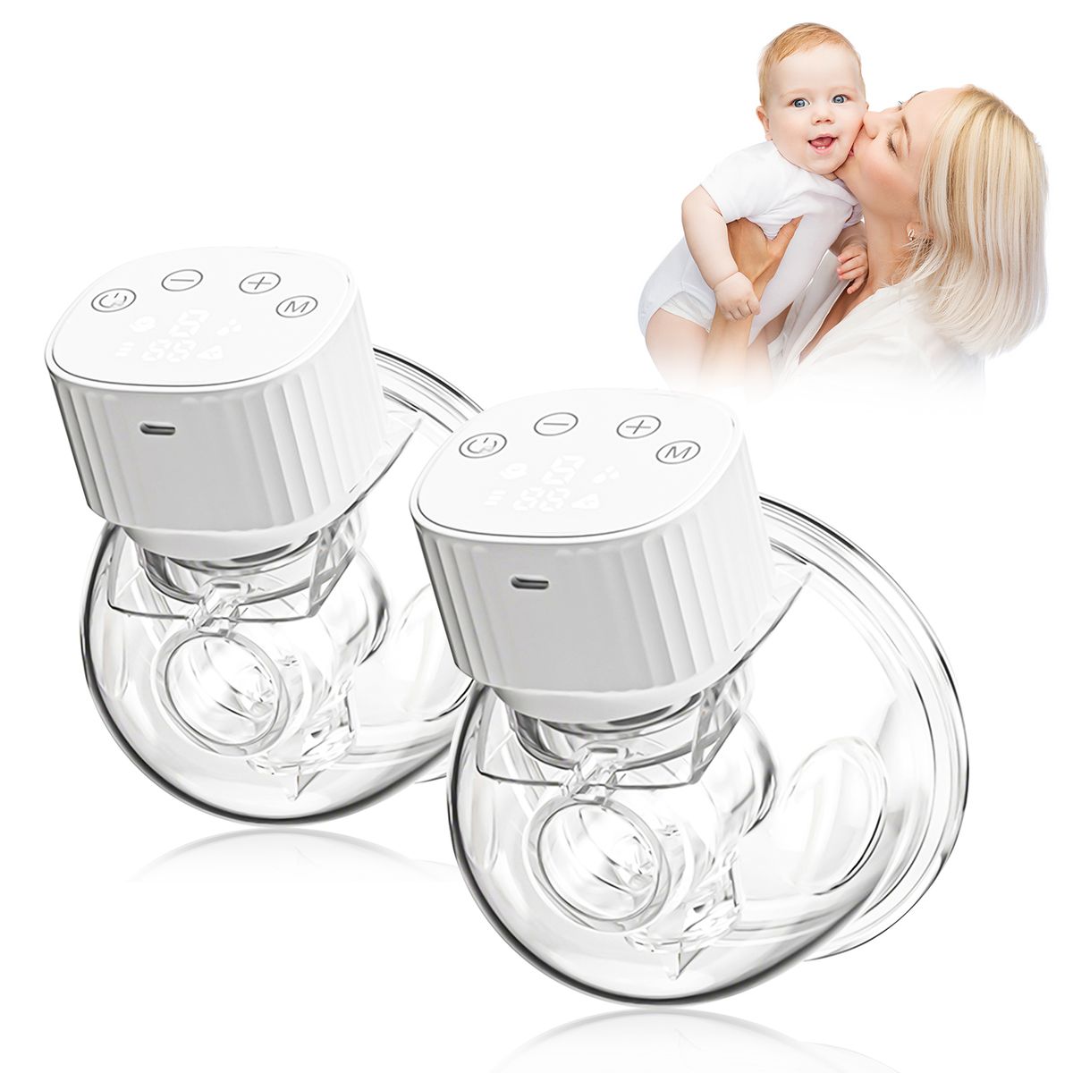 2Pcs Hands Free Wearable Invisible Breast Pump Portable
