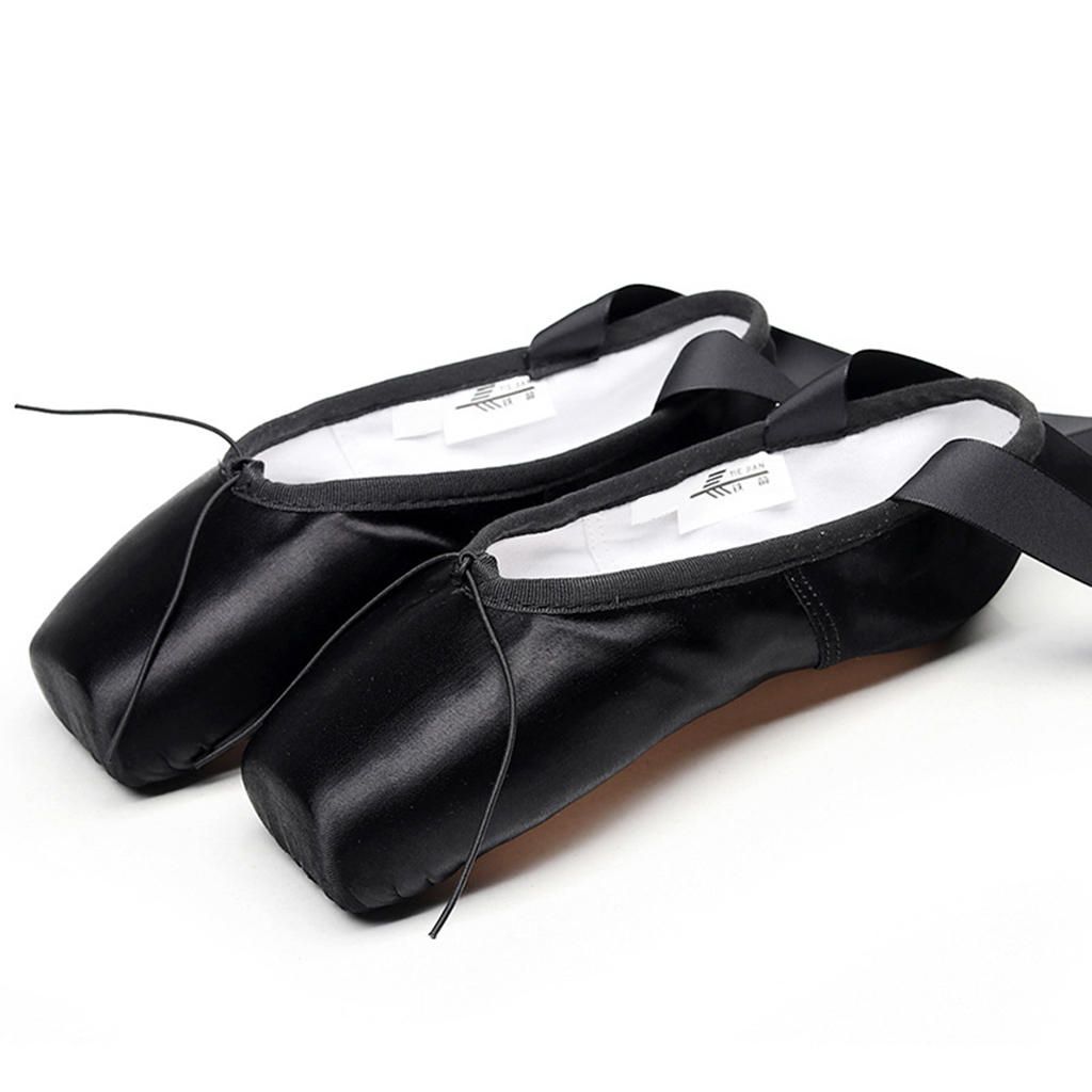 Ballet Pointe Shoes Satin Upper With Ribbon Dance Flat