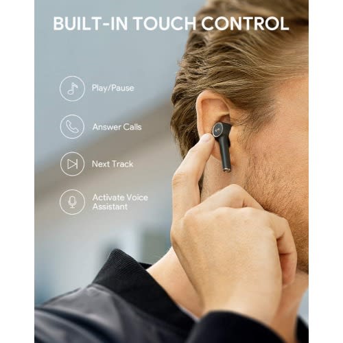 Key Series Noise Cancelling Wireless Earbuds With Wireless Charging Case And Touch Control