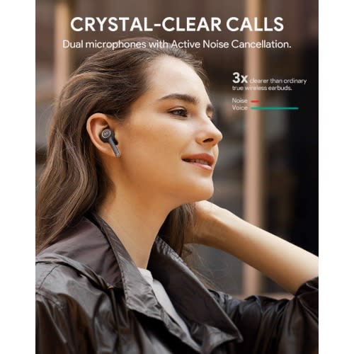 Key Series Noise Cancelling Wireless Earbuds With Wireless Charging Case And Touch Control