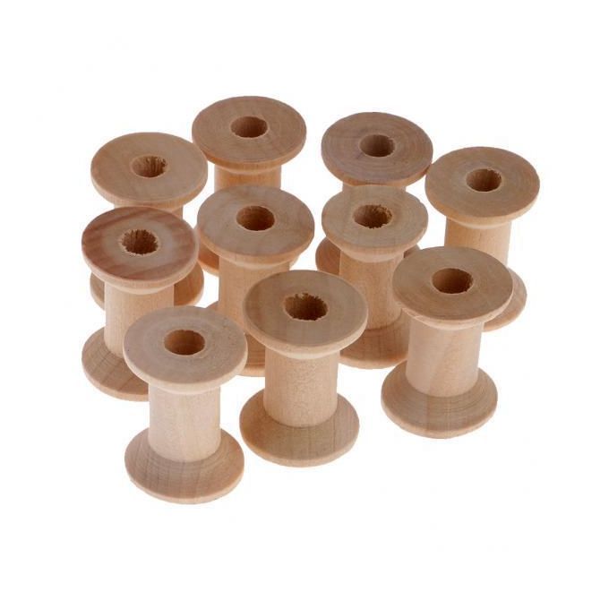 2X 10pcs Wooden Empty Thread Spools Classic Bobbin DIY Sewing Notions