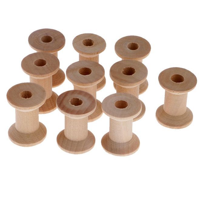 2X 10pcs Wooden Empty Thread Spools Classic Bobbin DIY Sewing Notions