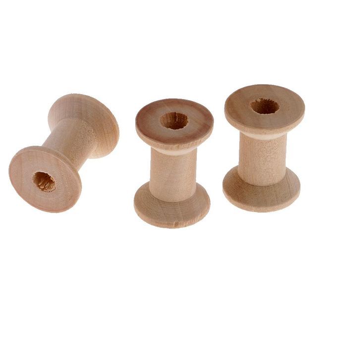 2X 10pcs Wooden Empty Thread Spools Classic Bobbin DIY Sewing Notions