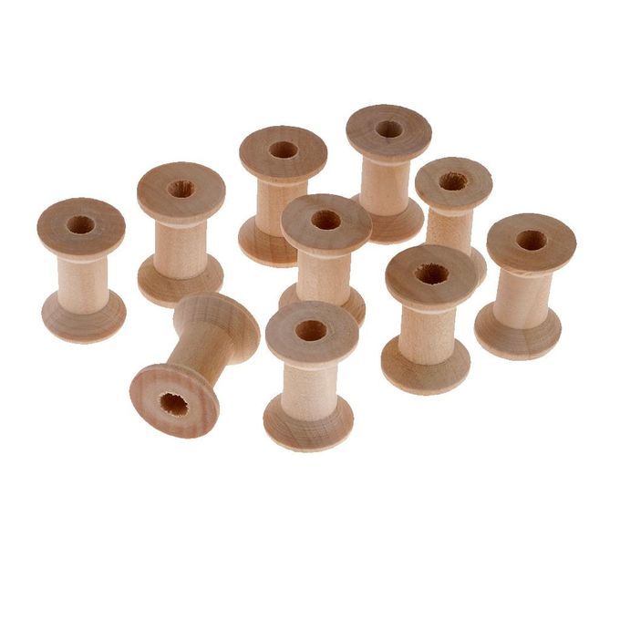 2X 10pcs Wooden Empty Thread Spools Classic Bobbin DIY Sewing Notions