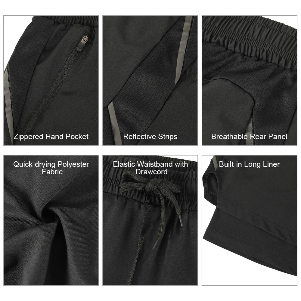 Men 2 In 1 Running Shorts Quick Drying Breathable Active