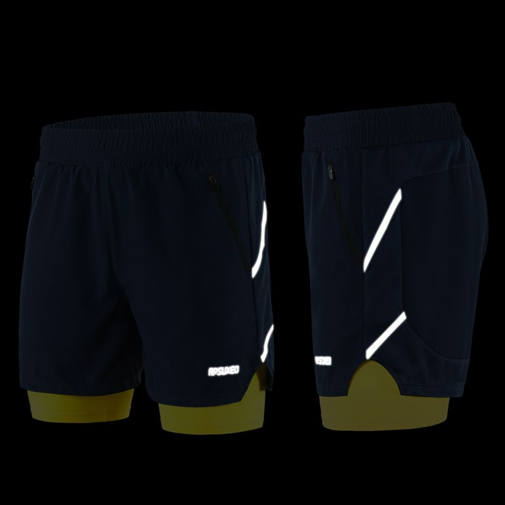 Men 2 In 1 Running Shorts Quick Drying Breathable Active