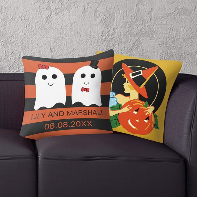 Pumpkin Ghost Print Sofa Pillow Case Cushion Cover-2#