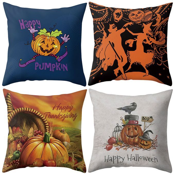 Pumpkin Ghost Print Sofa Pillow Case Cushion Cover-2#