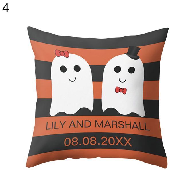 Pumpkin Ghost Print Sofa Pillow Case Cushion Cover-2#