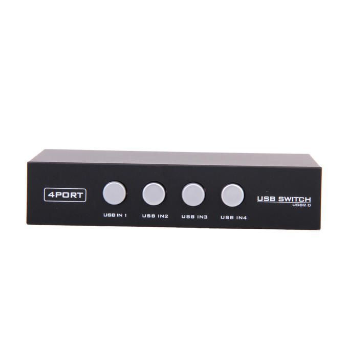 4 Ports USB 2.0 Divide Switch   Out Switch For Printer  - Black