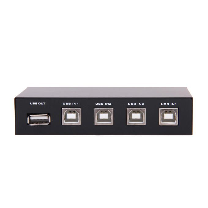 4 Ports USB 2.0 Divide Switch   Out Switch For Printer  - Black