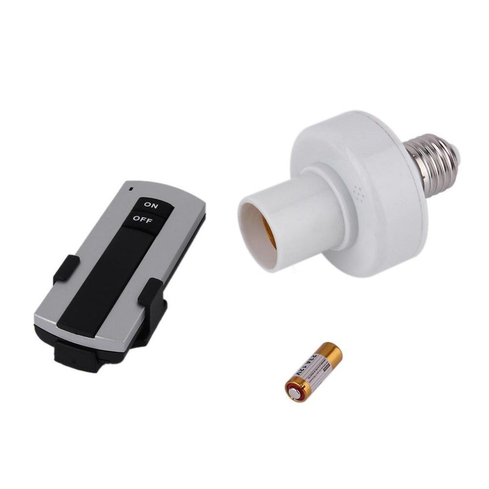 E27 Screw Wireless Remote Control Light Lamp Bulb Holder Bases Cap 220V White
