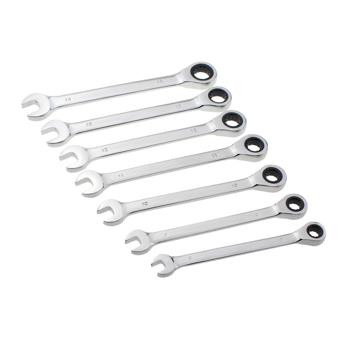 Ratcheting Wrench Set, 12Pcs Chrome Vanadium Steel 8-19mm