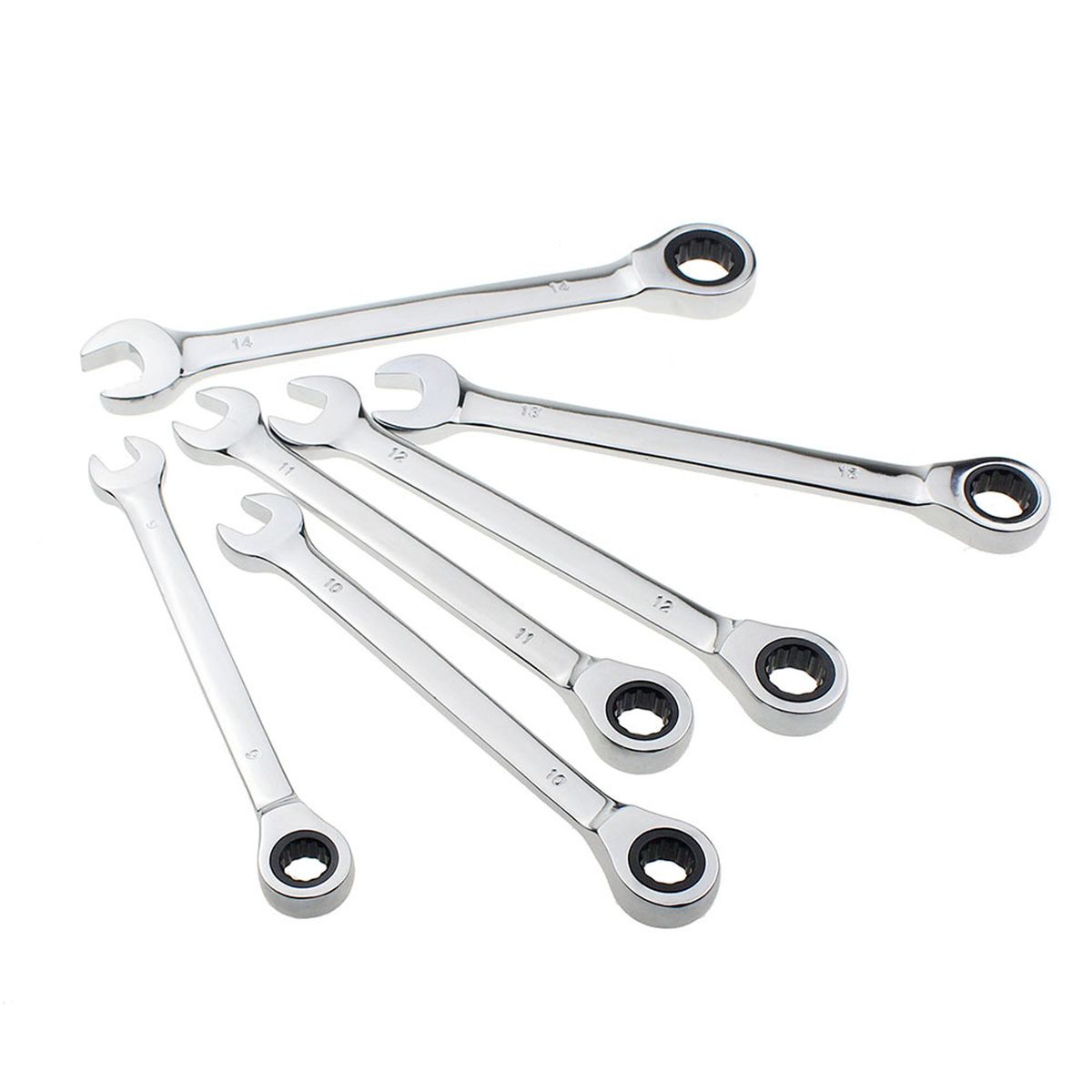 Ratcheting Wrench Set, 12Pcs Chrome Vanadium Steel 8-19mm