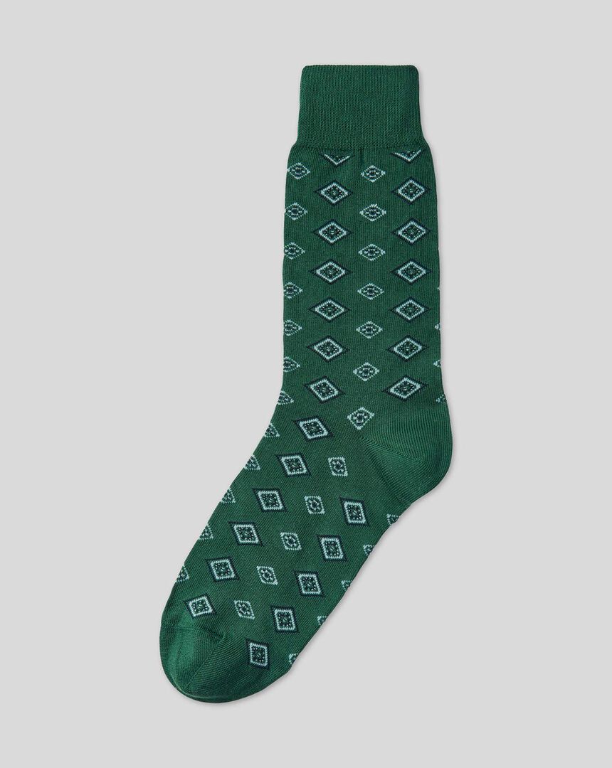 Tie Motif Socks - Green