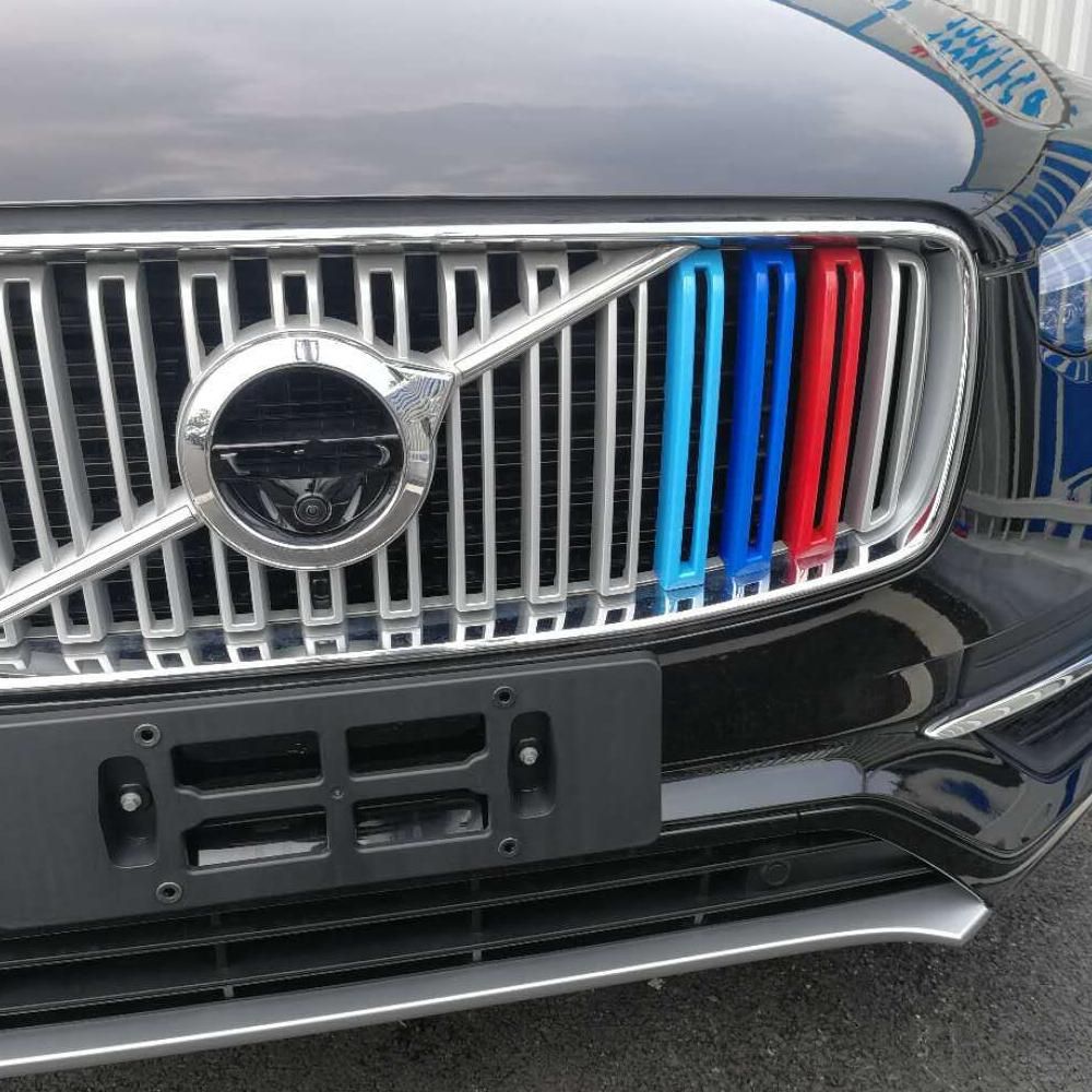 For Volvo XC90 2015-2019 Front Grille Three-color Net Decoration Stripe Network Modified Stickers Center Grille Cover Trim