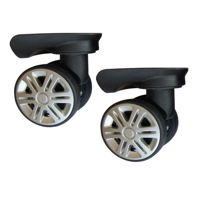 2x Luggage Mute Wheel Heavy Duty Wear Resistant Black Without Brake